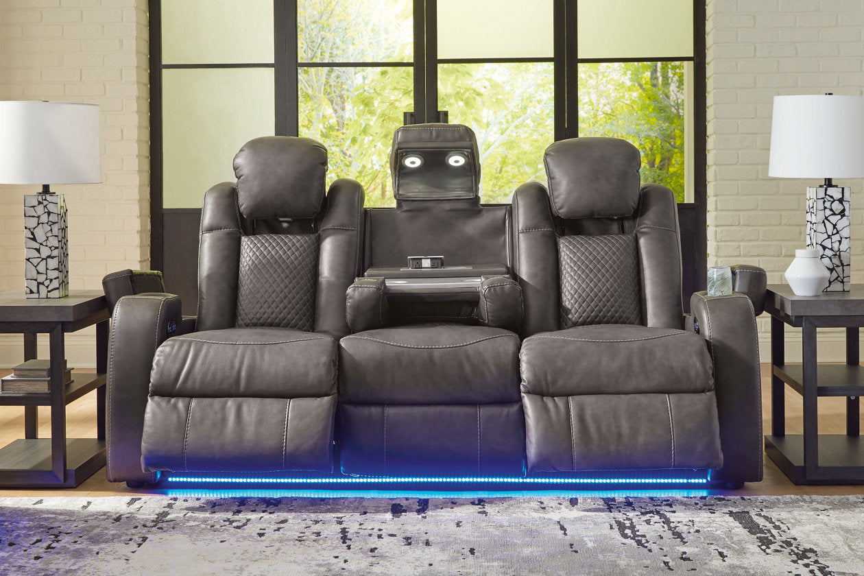 Fyne-Dyme Shadow Power Reclining Sofa, Loveseat and Recliner - Ashley - Luna Furniture