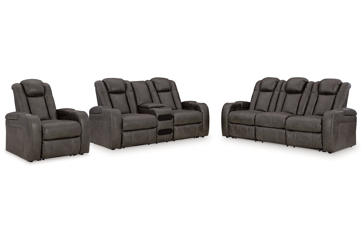 Fyne-Dyme Shadow Power Reclining Sofa, Loveseat and Recliner - Ashley - Luna Furniture