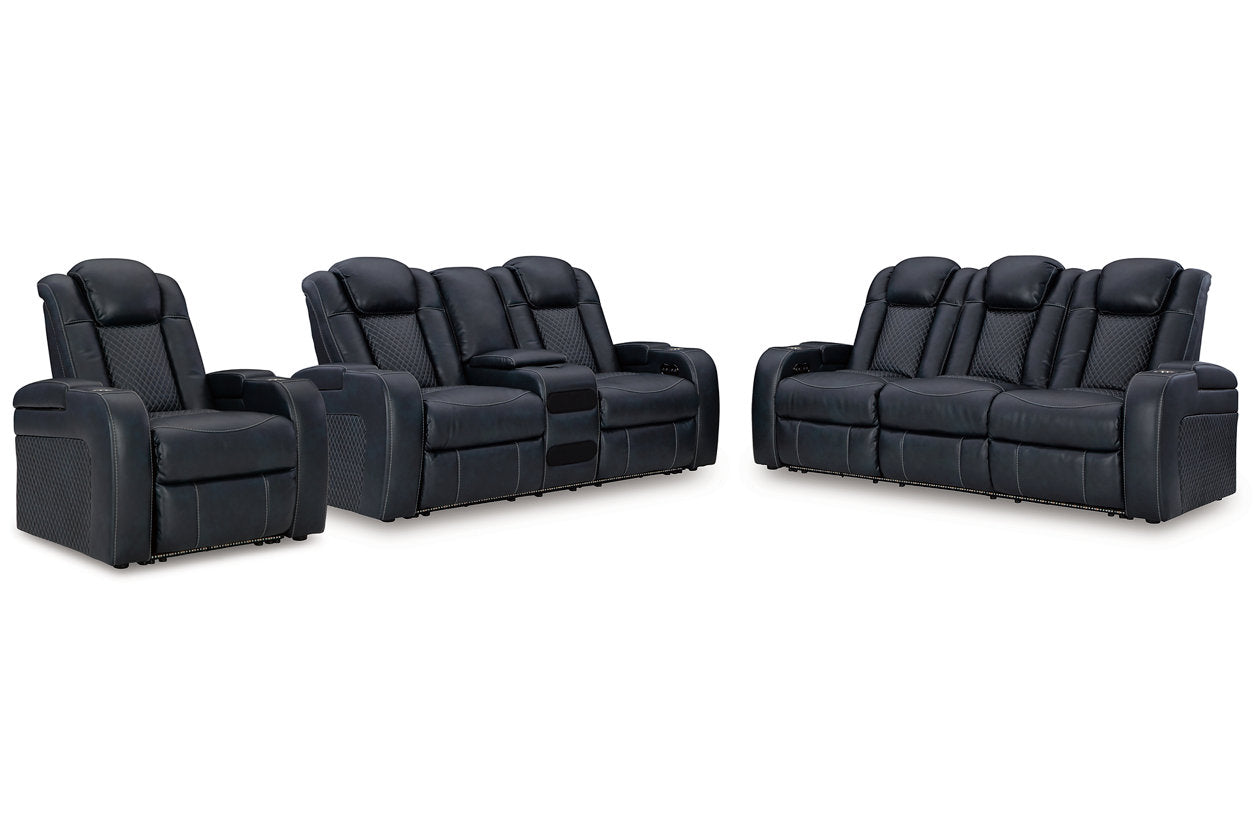 Fyne-Dyme Sapphire Power Reclining Sofa, Loveseat and Recliner - Ashley - Luna Furniture