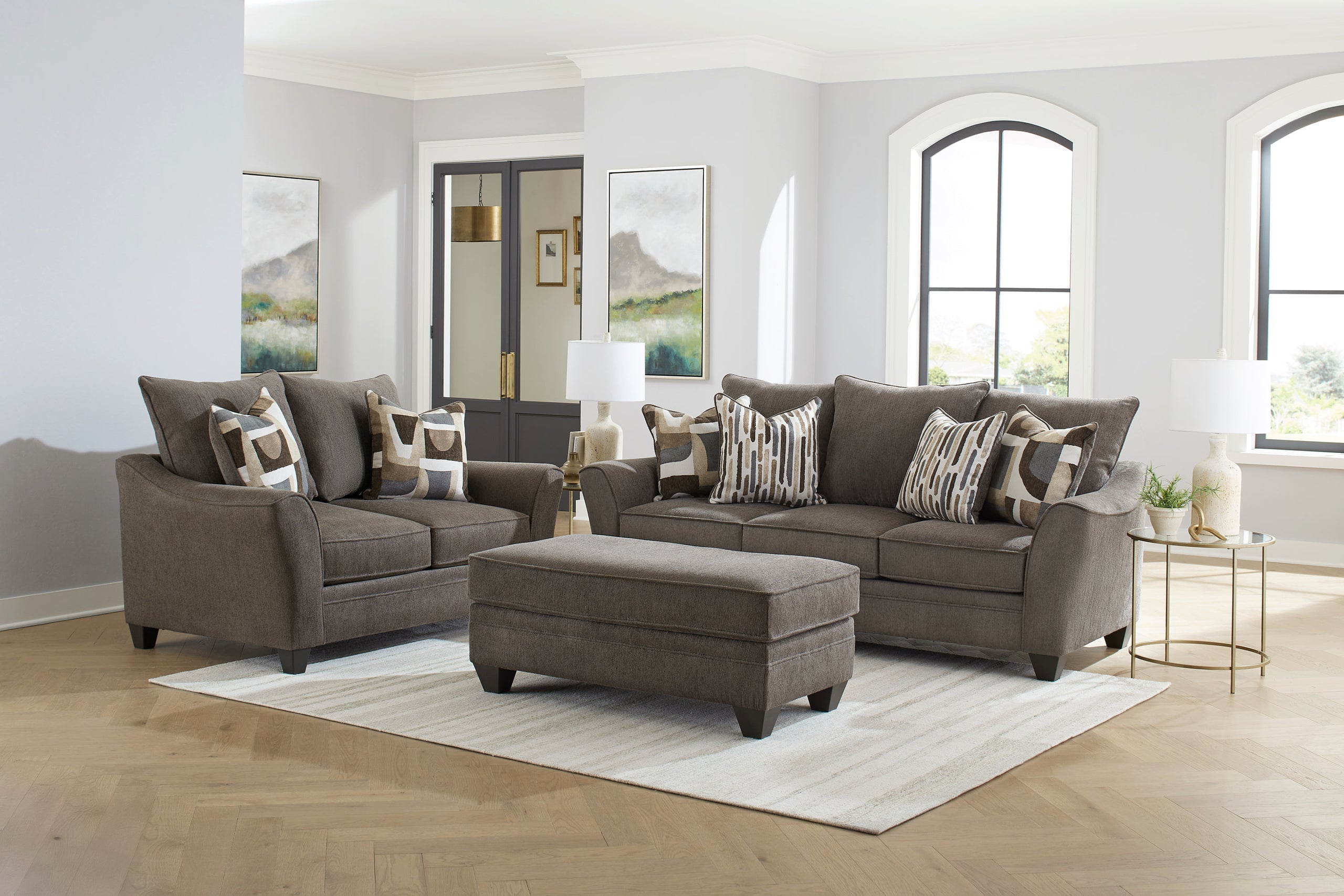 3850 Oversized Sofa and Loveseat Set - 3850 Walnut