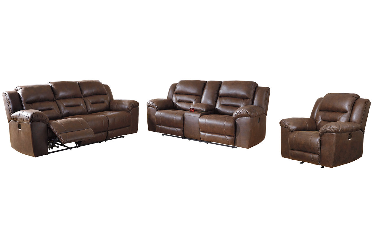 Stoneland Chocolate Power Reclining Sofa, Loveseat and Recliner - Ashley - Luna Furniture