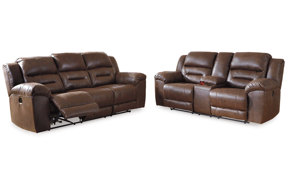 Stoneland Chocolate Power Reclining Sofa and Loveseat - Ashley - Luna Furniture