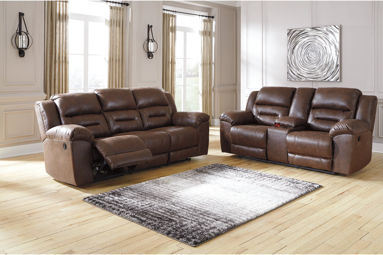 Stoneland Chocolate Reclining Sofa and Loveseat - Ashley - Luna Furniture