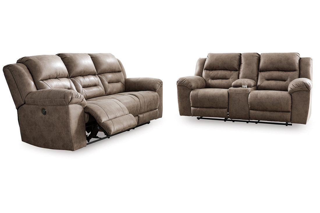 Stoneland Fossil Power Reclining Sofa and Loveseat - Ashley - Luna Furniture