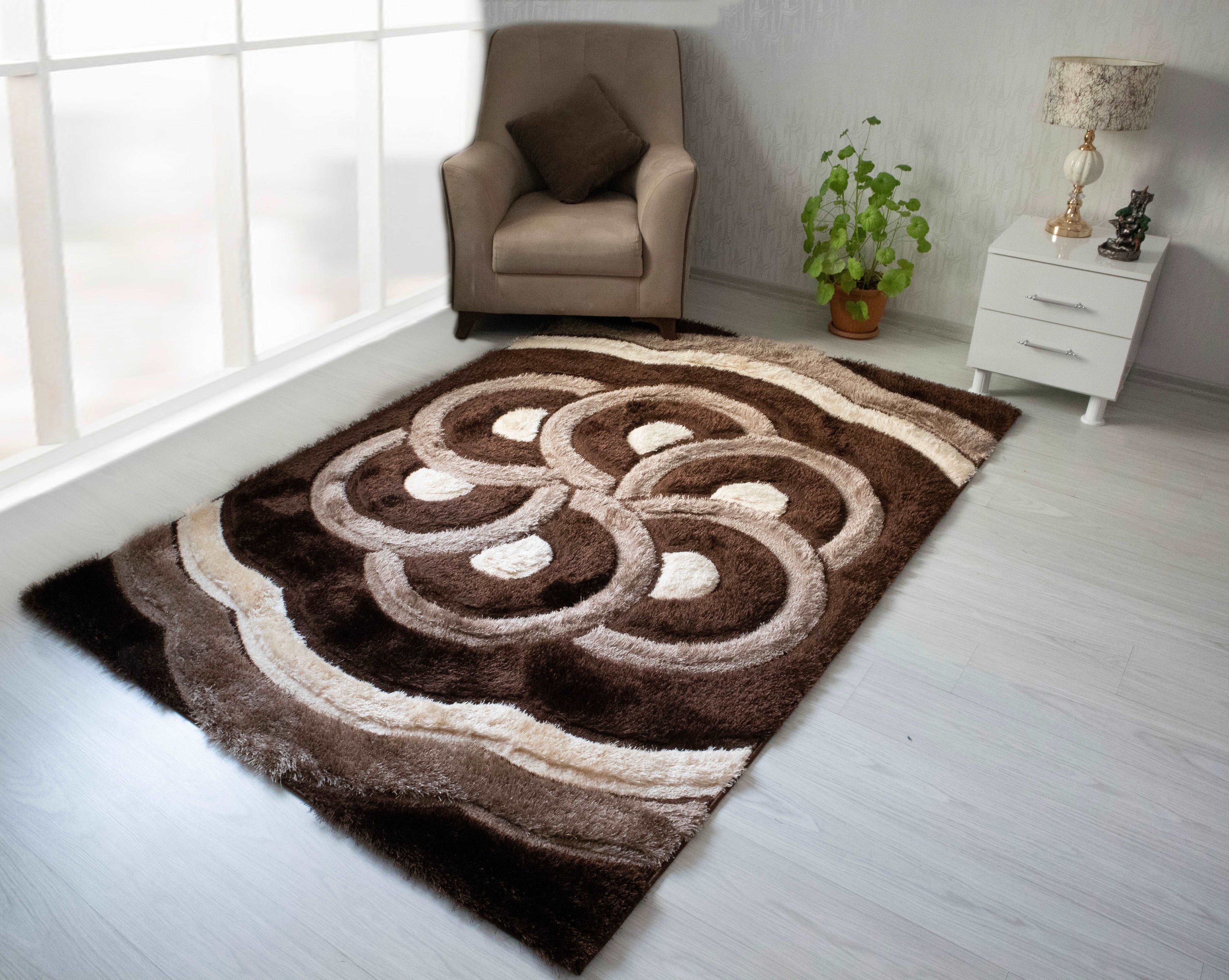 3D Shaggy BROWN-BEIGE Area Rug - 3D999 - 3D999-BRN-BEG-57 - Bien Home Furniture &amp; Electronics