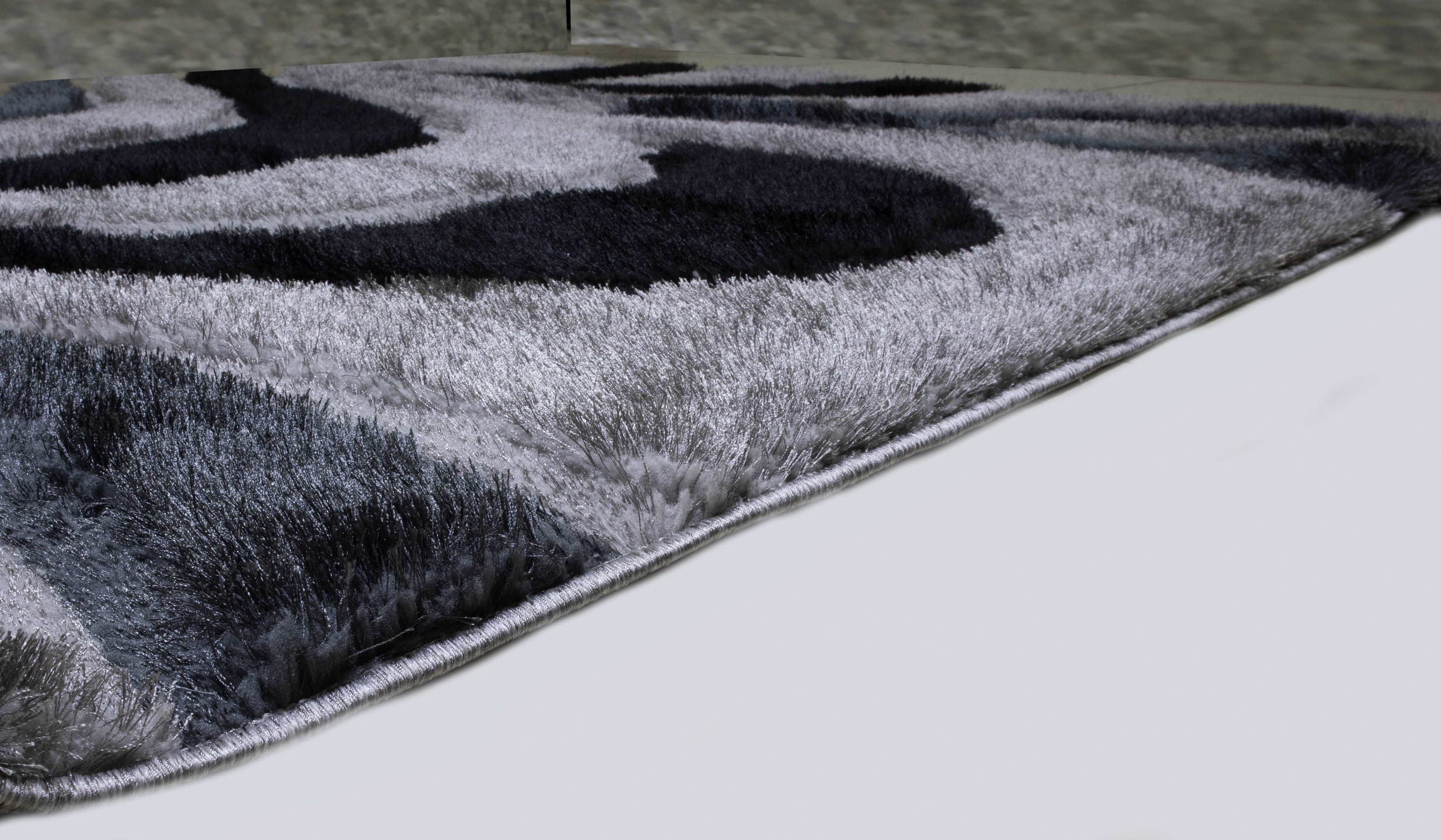 3D Shaggy GRAY-BLACK Area Rug - 3D444 - 3D444-GRY-BLC-57 - Bien Home Furniture &amp; Electronics