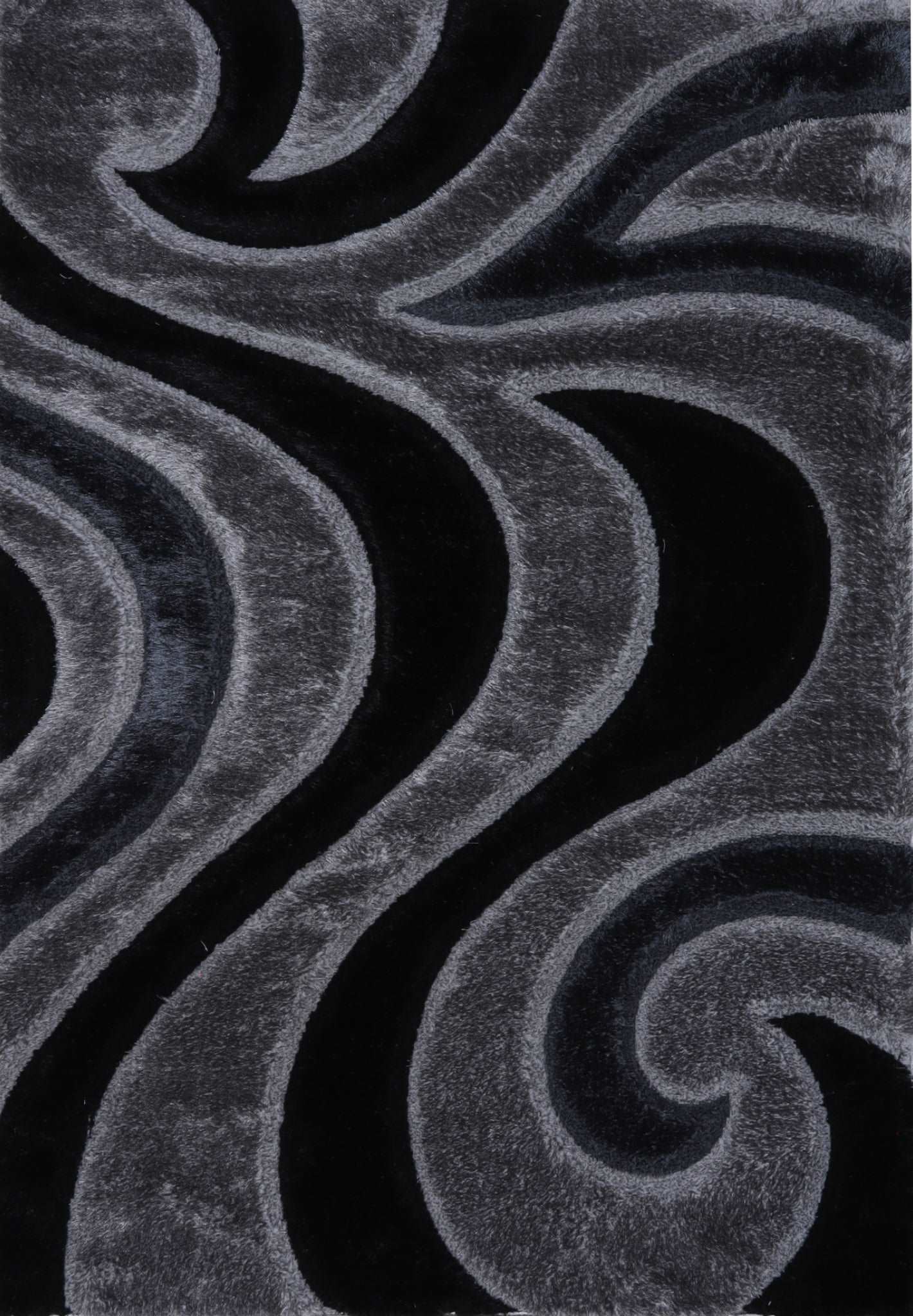 3D Shaggy GRAY-BLACK Area Rug - 3D444 - 3D444-GRY-BLC-57 - Bien Home Furniture &amp; Electronics