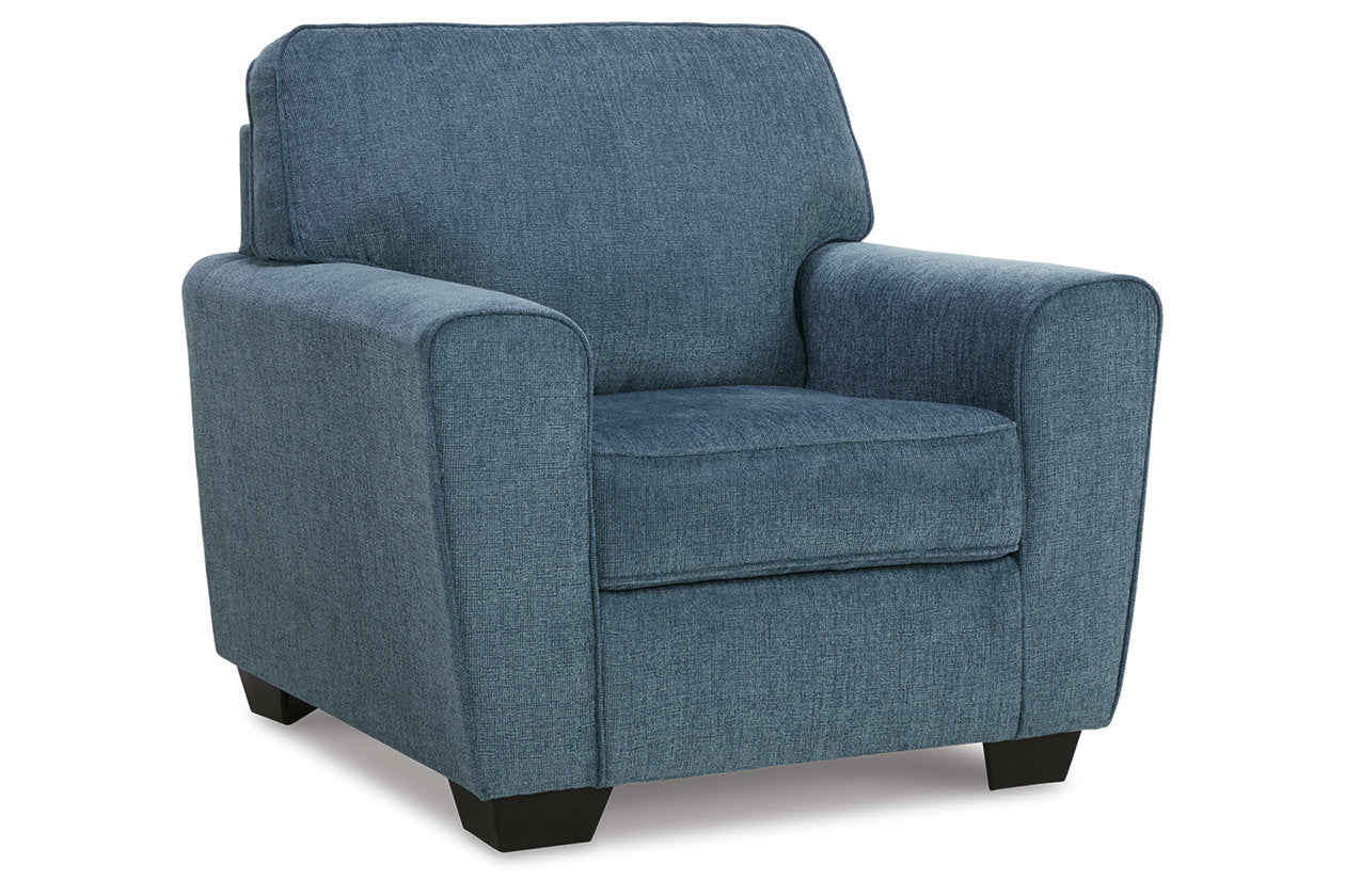 Cashton Blue Chair and Ottoman - Ashley - Luna Furniture