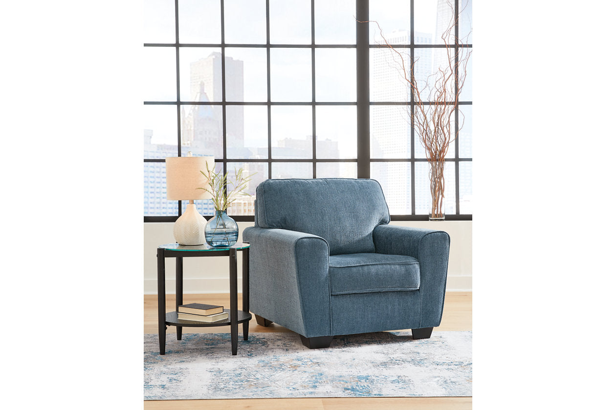 Cashton Blue Chair and Ottoman - Ashley - Luna Furniture