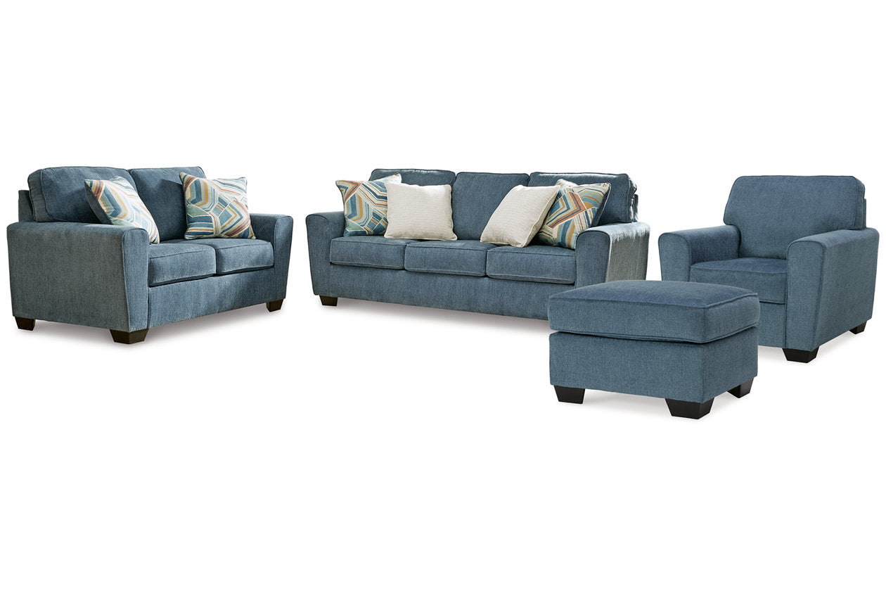 Cashton Blue Sofa, Loveseat, Chair and Ottoman - Ashley - Luna Furniture