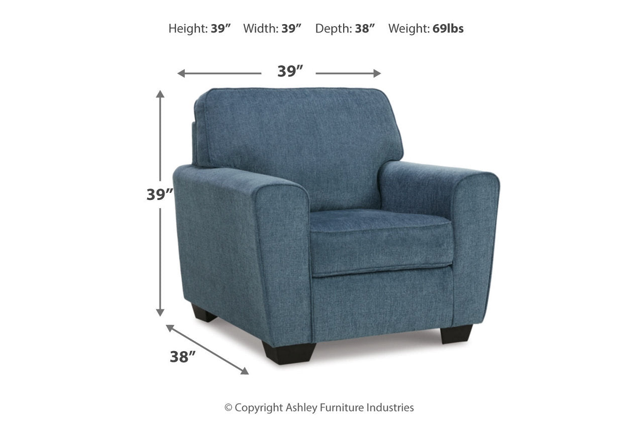 Cashton Blue Chair and Ottoman - Ashley - Luna Furniture