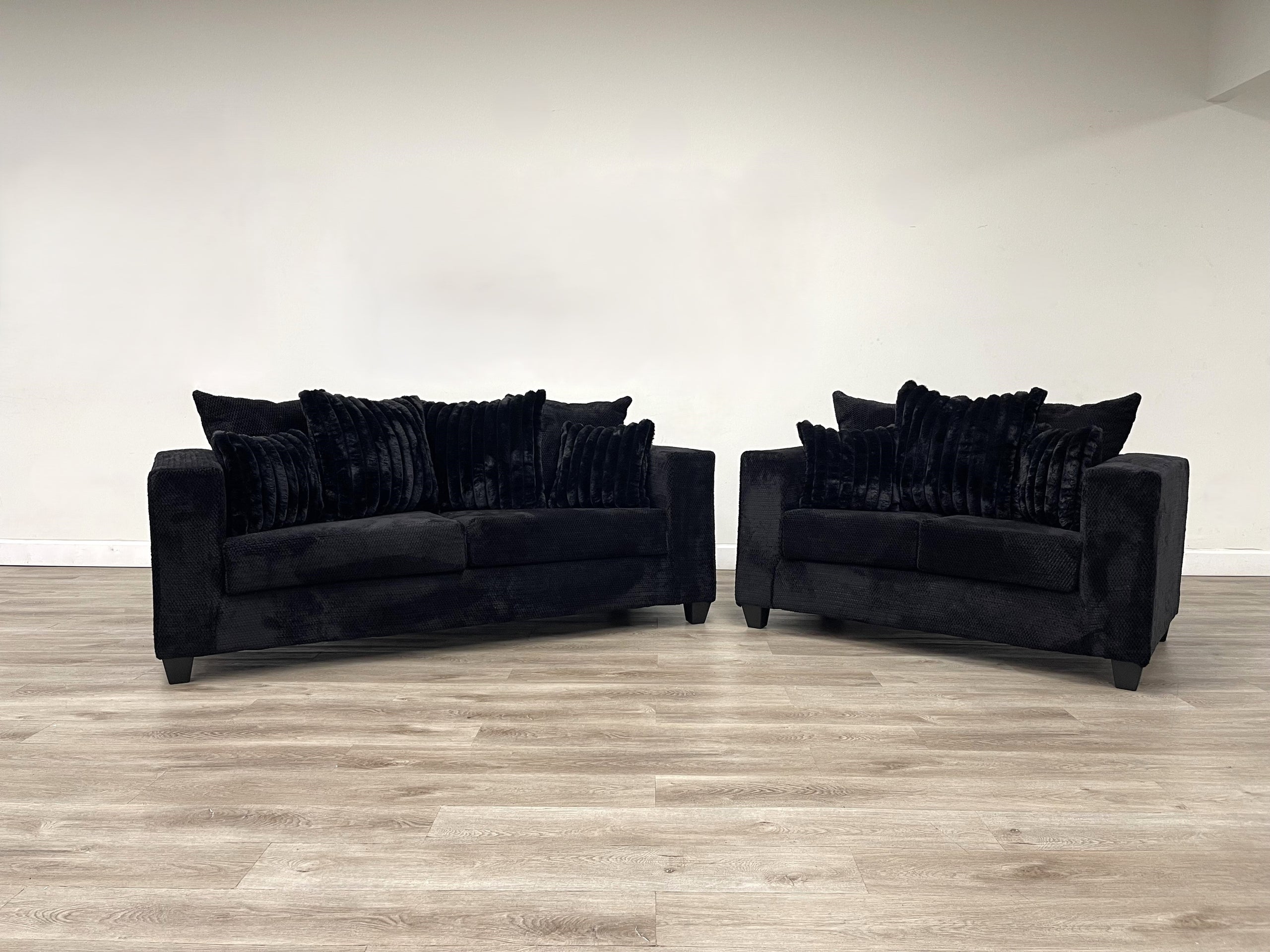 410-2PC-BLACK Sofa and Loveseat Set - 410-2PC-BLACK