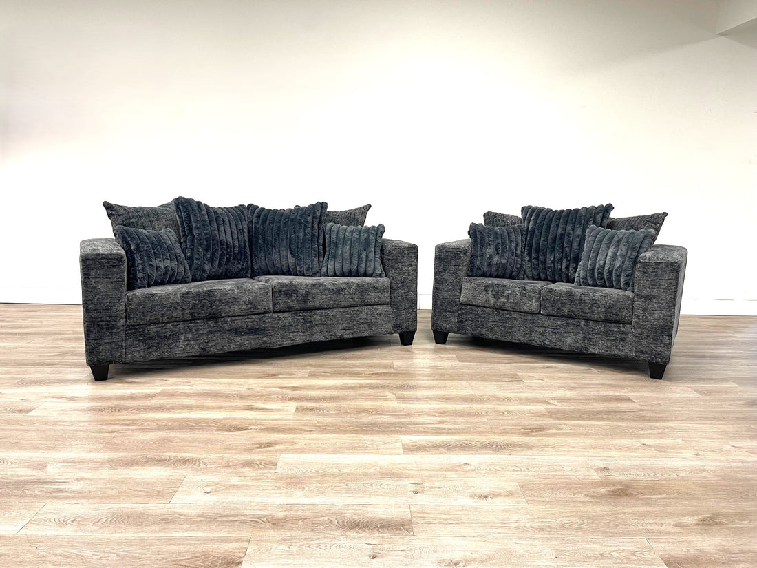 410 - Sofa and Loveseat Set (Charcoal) - 410-2PC-Charcoal