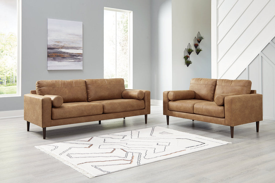 Telora Caramel Sofa and Loveseat - Ashley - Luna Furniture