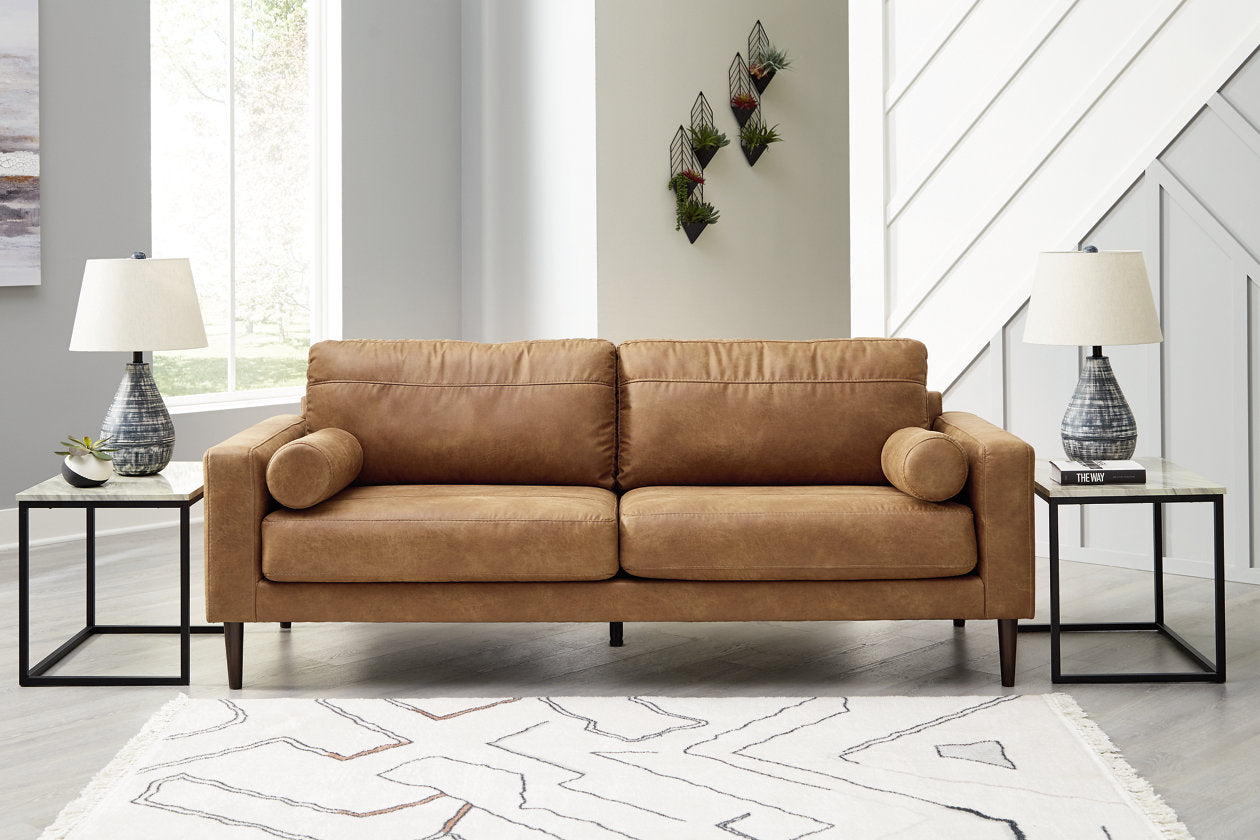 Telora Caramel Sofa, Loveseat, Chair and Ottoman - Ashley - Luna Furniture