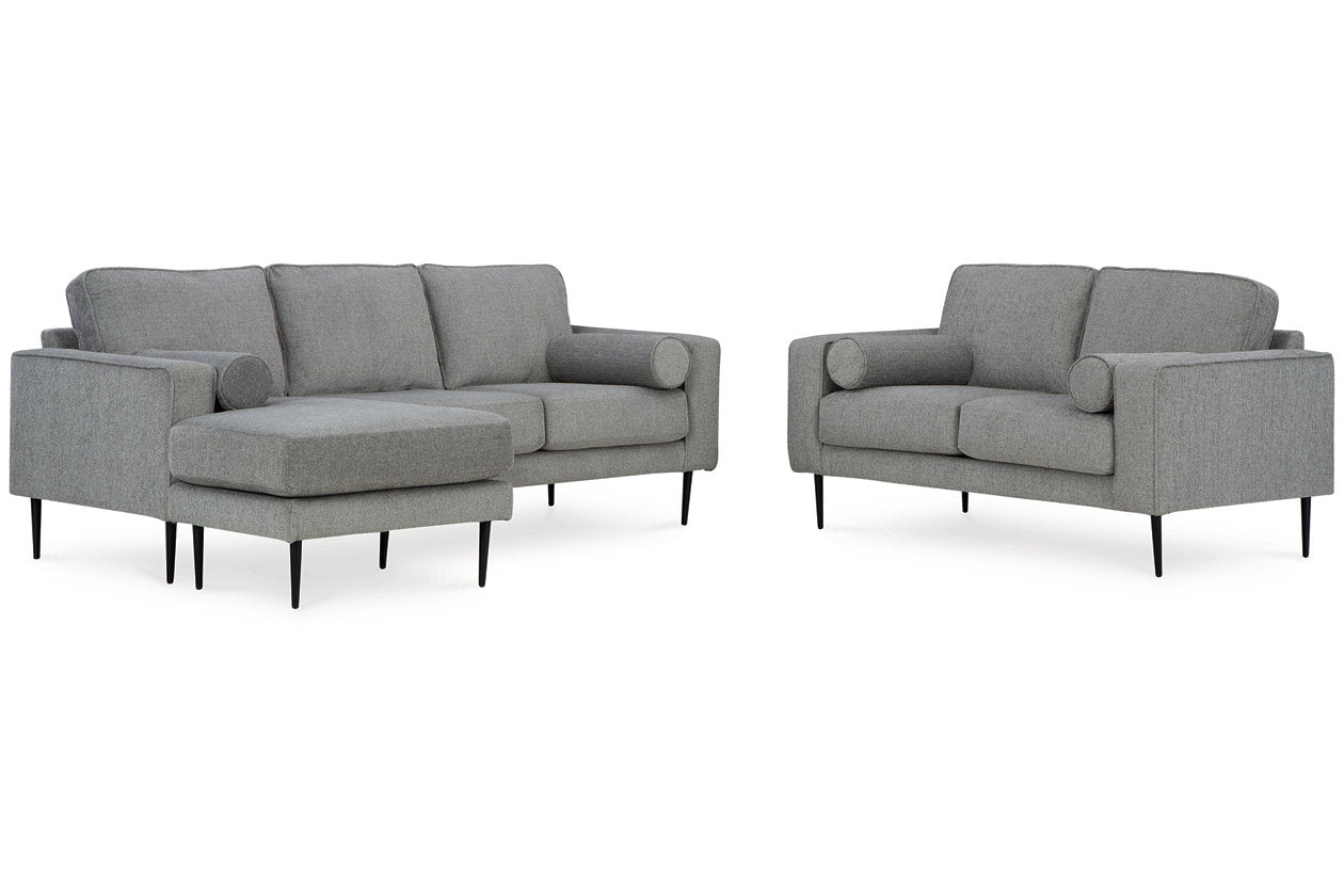 Hazela Charcoal Sofa Chaise and Loveseat - Ashley - Luna Furniture
