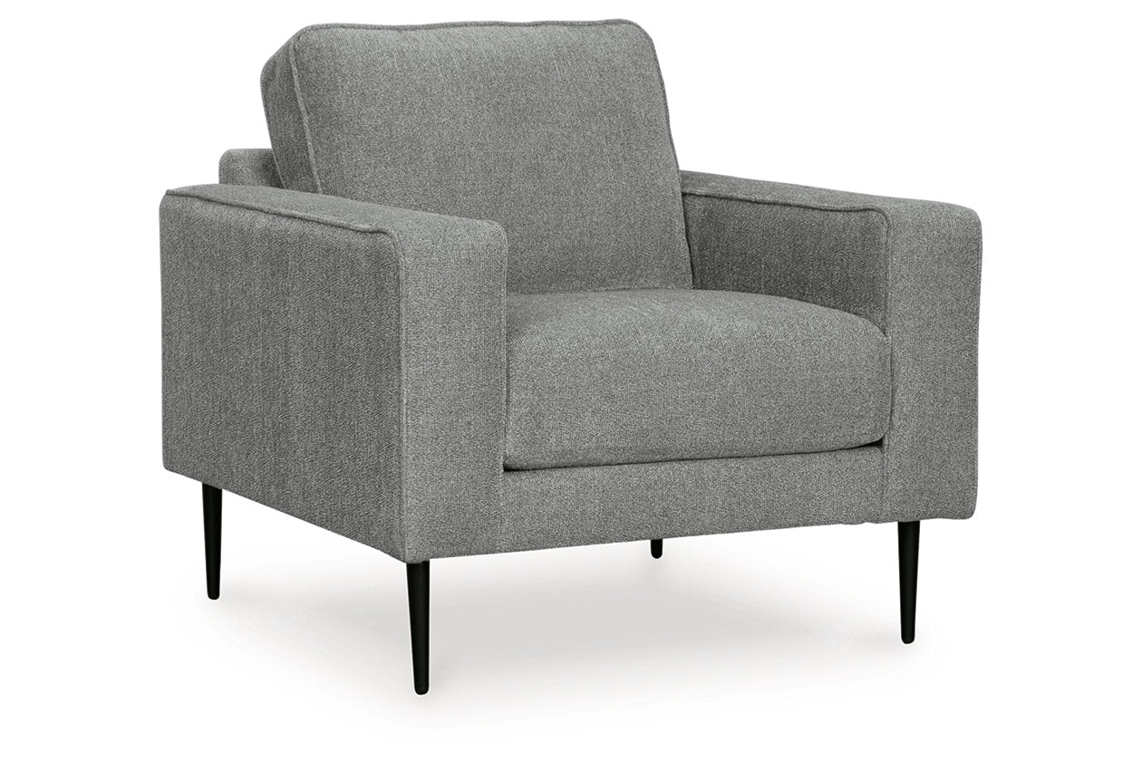 Hazela Charcoal Chair and Ottoman - Ashley - Luna Furniture