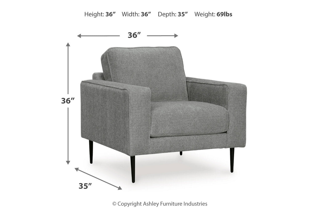 Hazela Charcoal Chair and Ottoman - Ashley - Luna Furniture