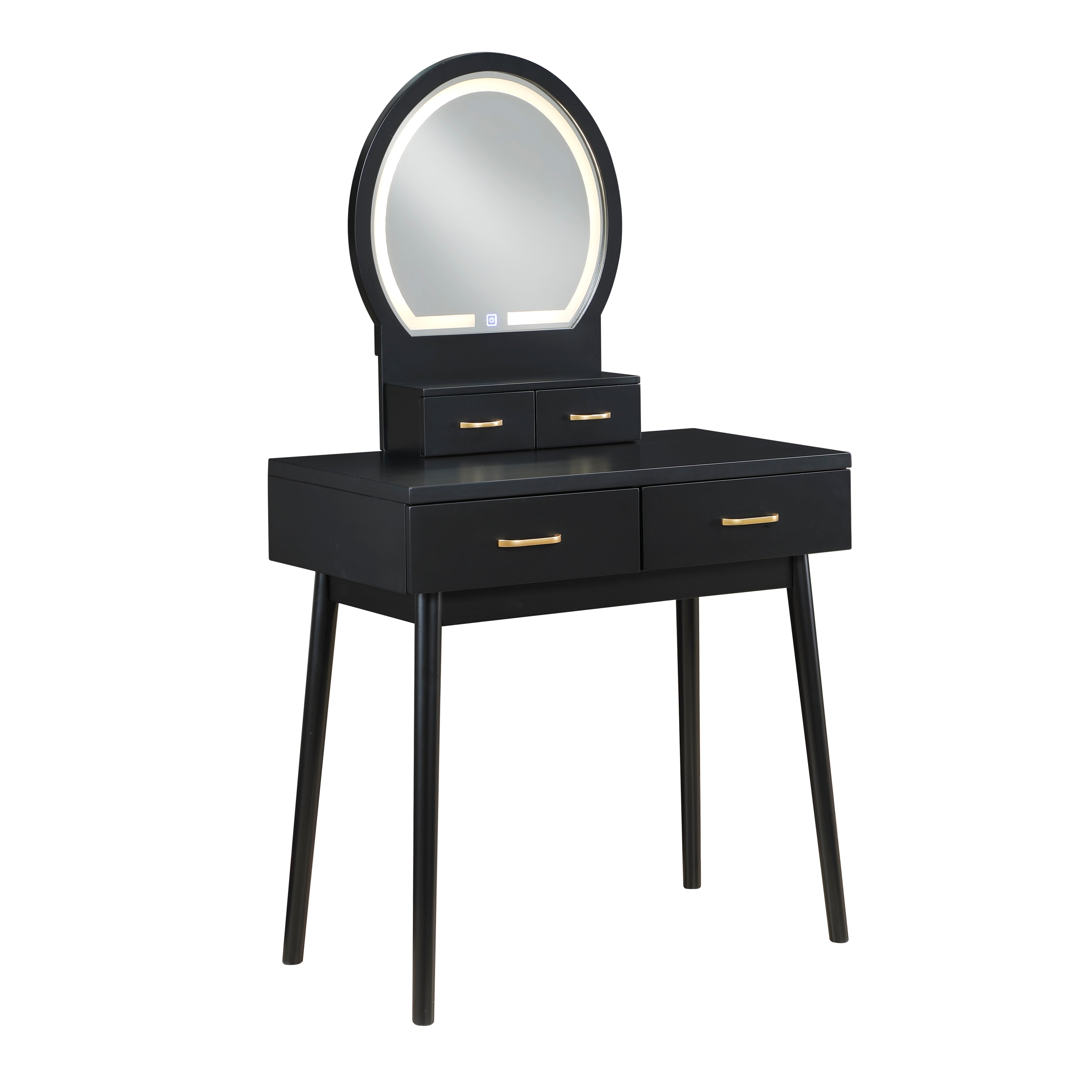 4565BK Vanity Dresser with Mirror and Stool - 4565BK