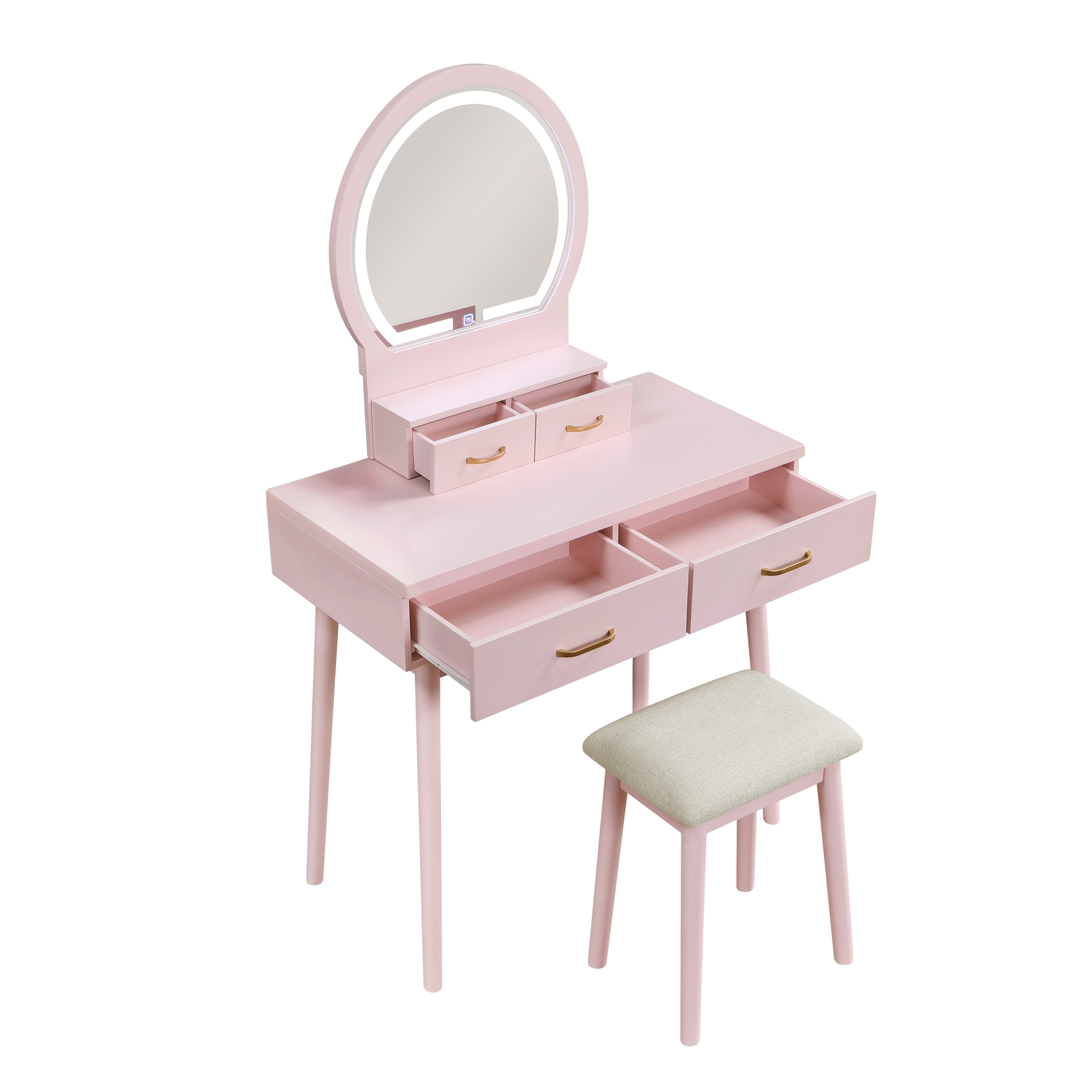 4565PK Vanity Dresser with Mirror and Stool - 4565PK