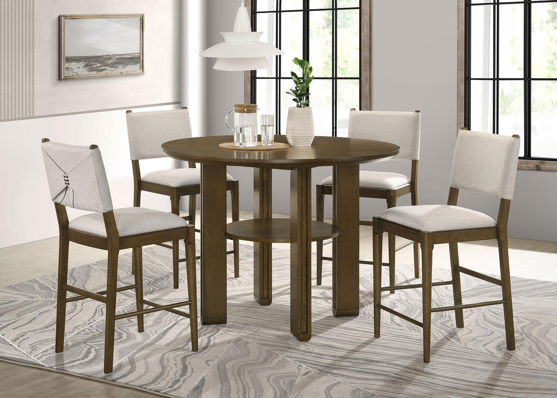 5-piece Round Wood Counter Height Dining Room Set Brown - 193668-S5