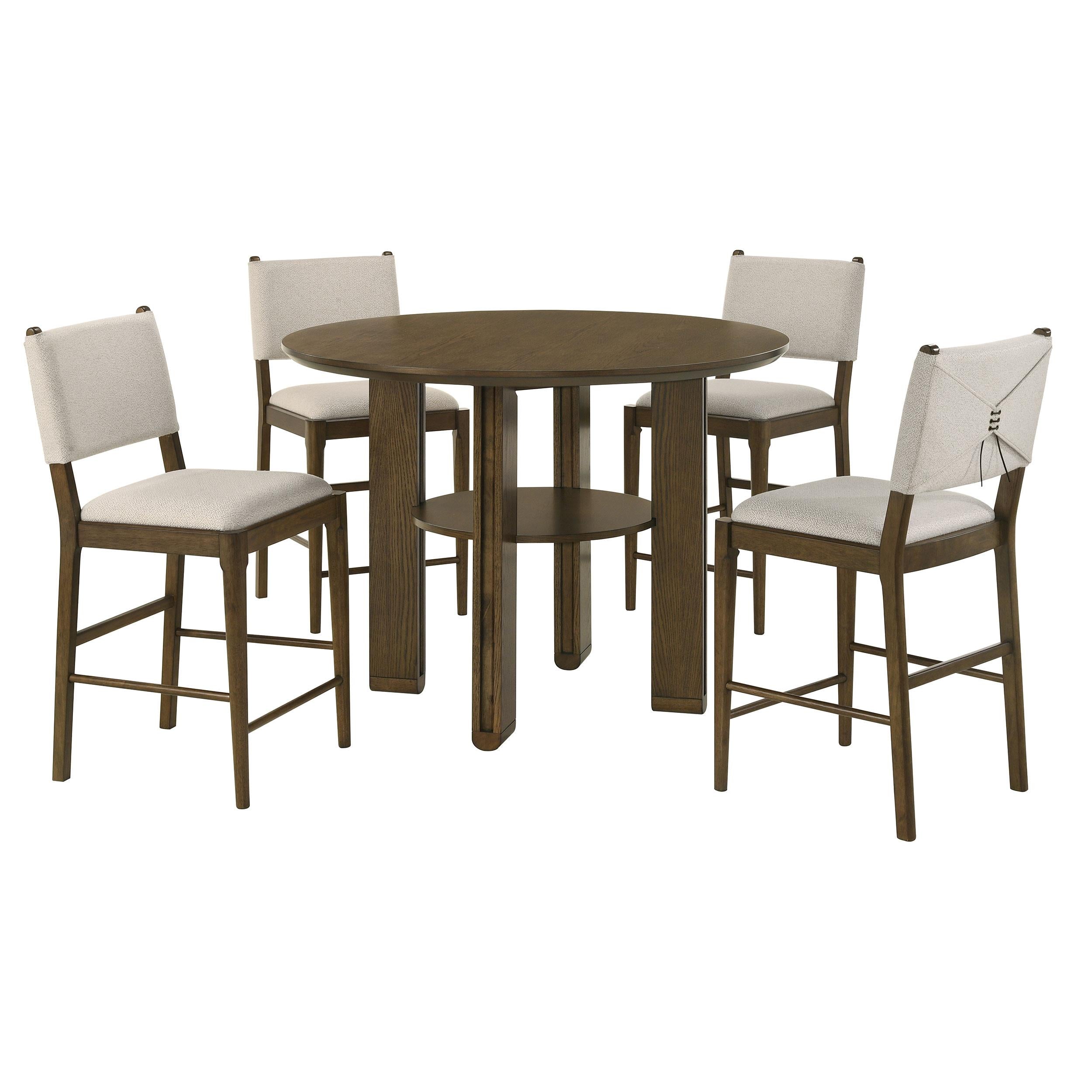 Ottowa Brown 5-piece Round Wood Counter Height Dining Room Set from Coaster - Luna Furniture