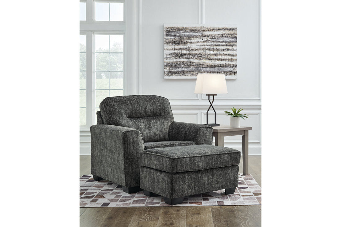 Lonoke Gunmetal Oversized Chair and Ottoman - Ashley - Luna Furniture