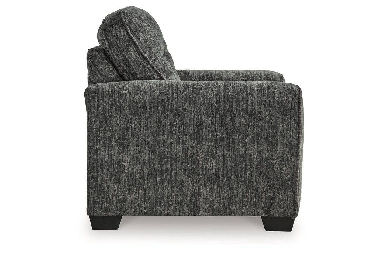 Lonoke Gunmetal Oversized Chair and Ottoman - Ashley - Luna Furniture