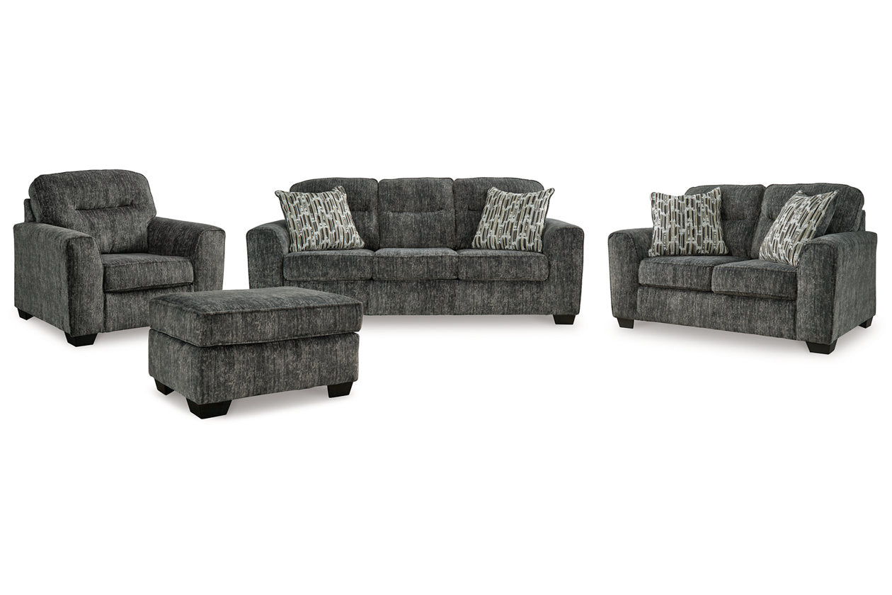 Lonoke Gunmetal Sofa, Loveseat, Oversized Chair and Ottoman - Ashley - Luna Furniture