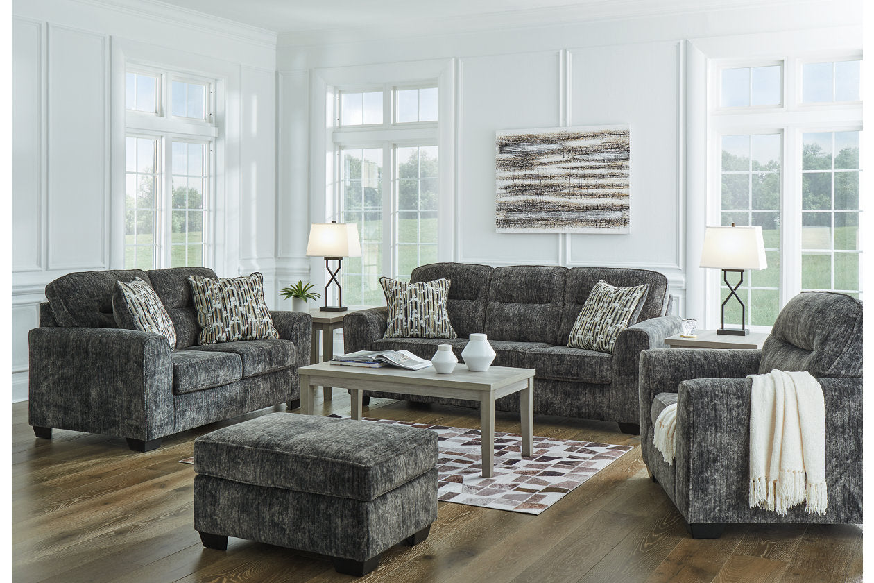 Lonoke Gunmetal Sofa, Loveseat, Oversized Chair and Ottoman - Ashley - Luna Furniture