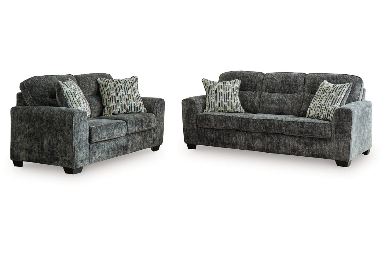 Lonoke Gunmetal Sofa and Loveseat - Ashley - Luna Furniture