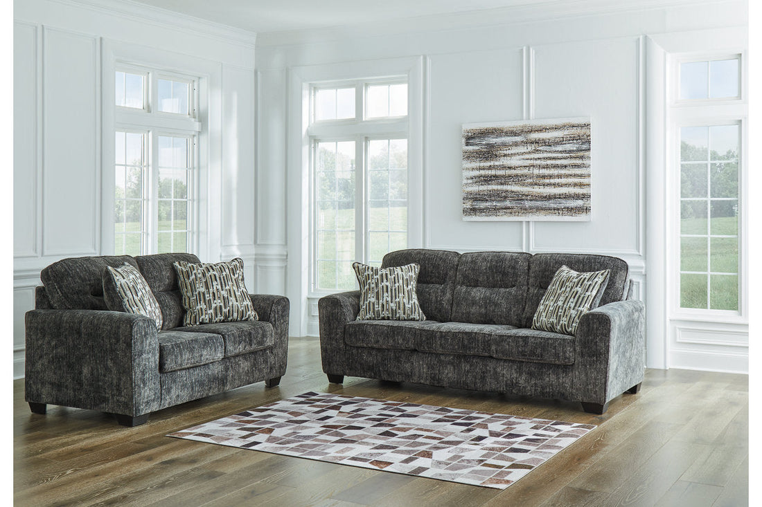 Lonoke Gunmetal Sofa and Loveseat - Ashley - Luna Furniture