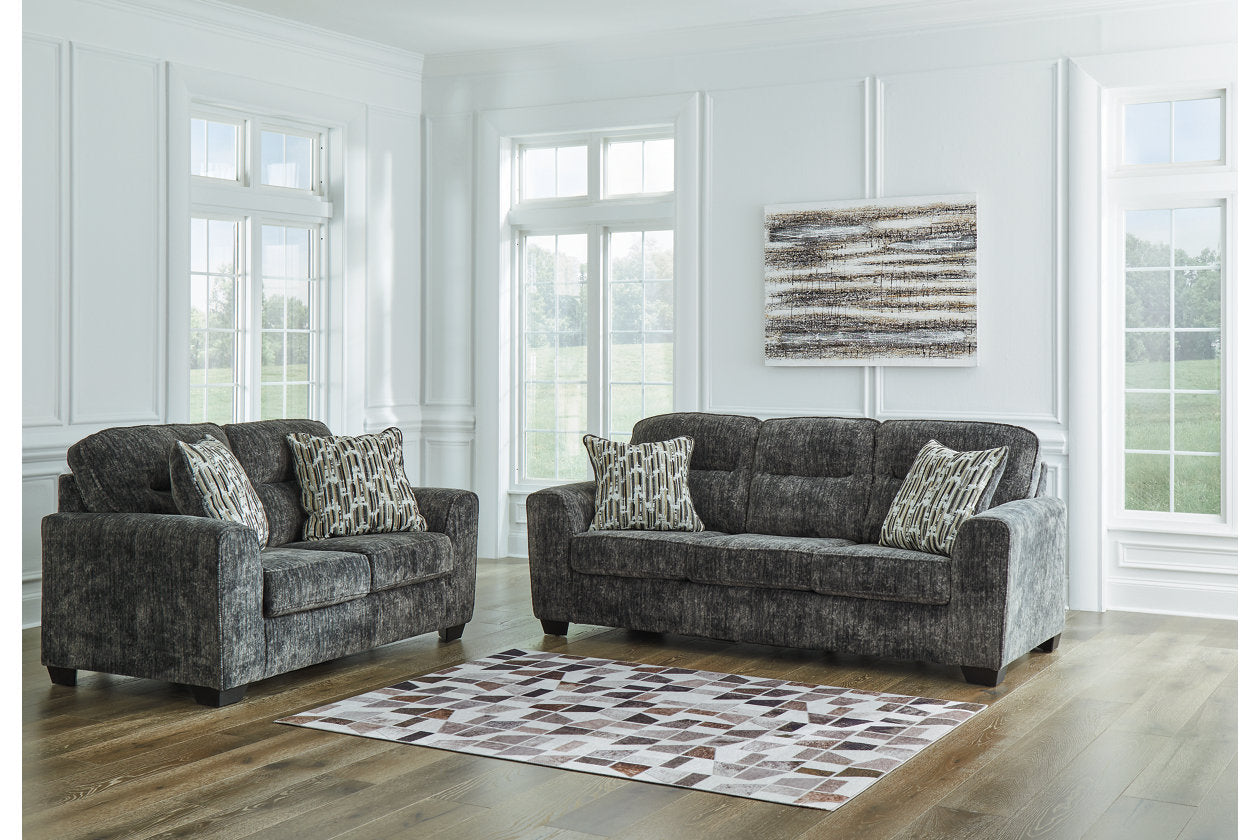 Lonoke Gunmetal Sofa and Loveseat - Ashley - Luna Furniture