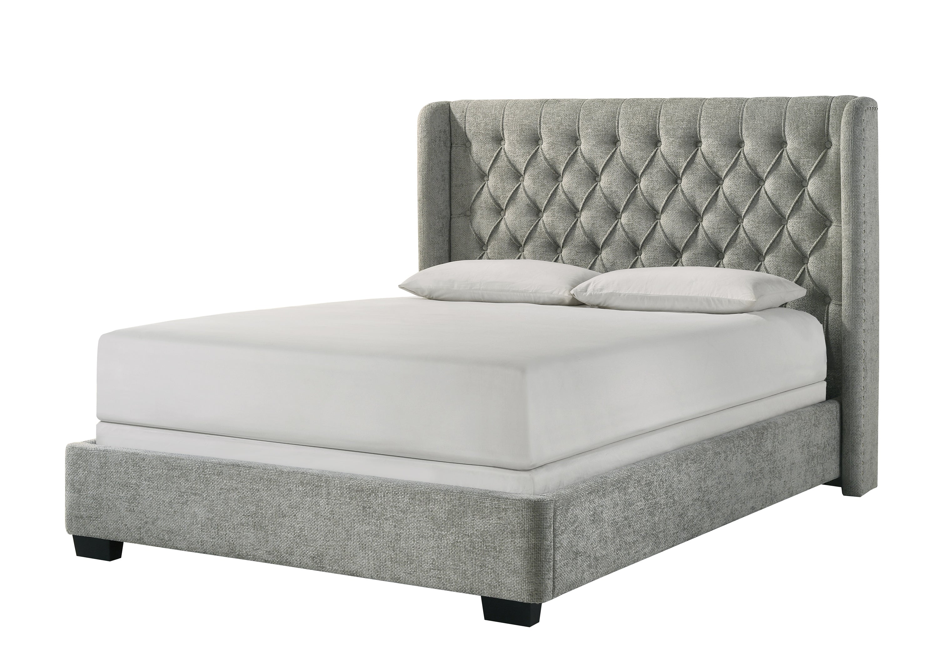 Daphne Light Gray Tweed Upholstered Queen Bed from Crown Mark - Luna Furniture