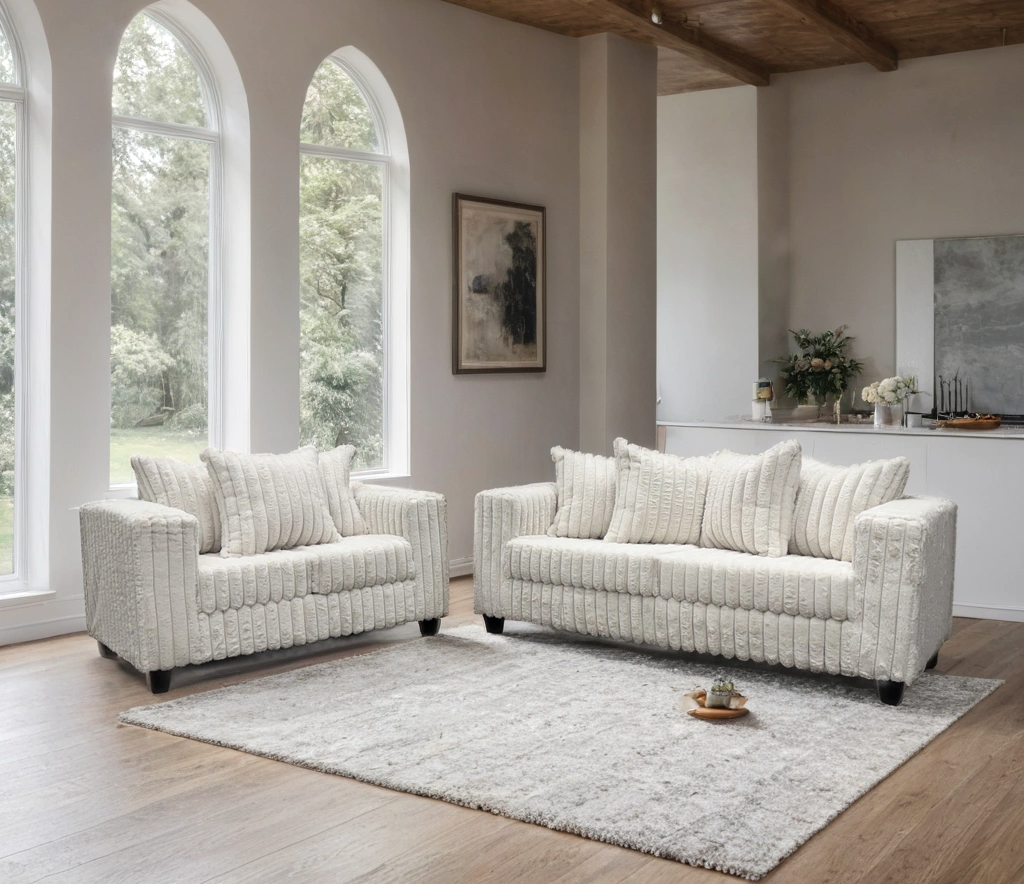 510 Sofa and Loveseat (Cream) - 510-2PC-Set