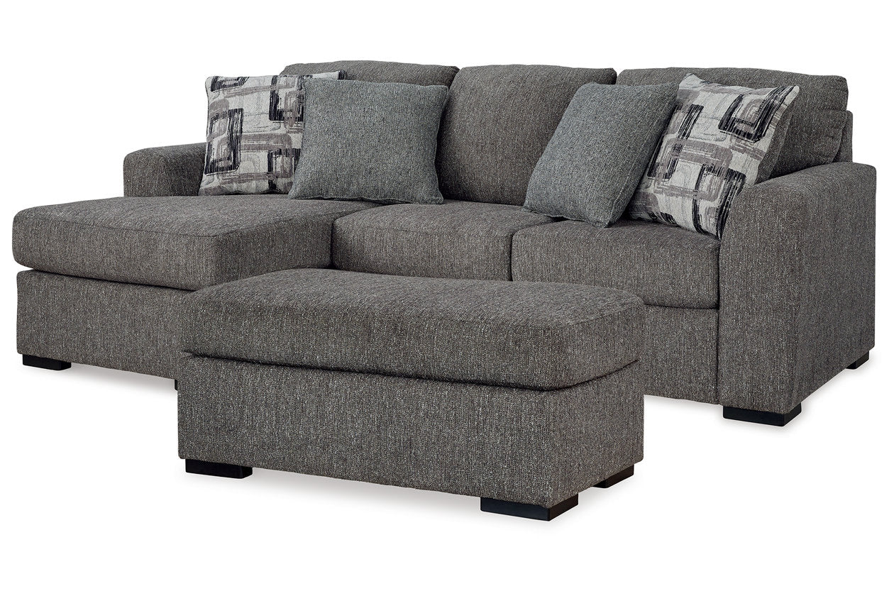 Gardiner Pewter Sofa Chaise and Ottoman - Ashley - Luna Furniture
