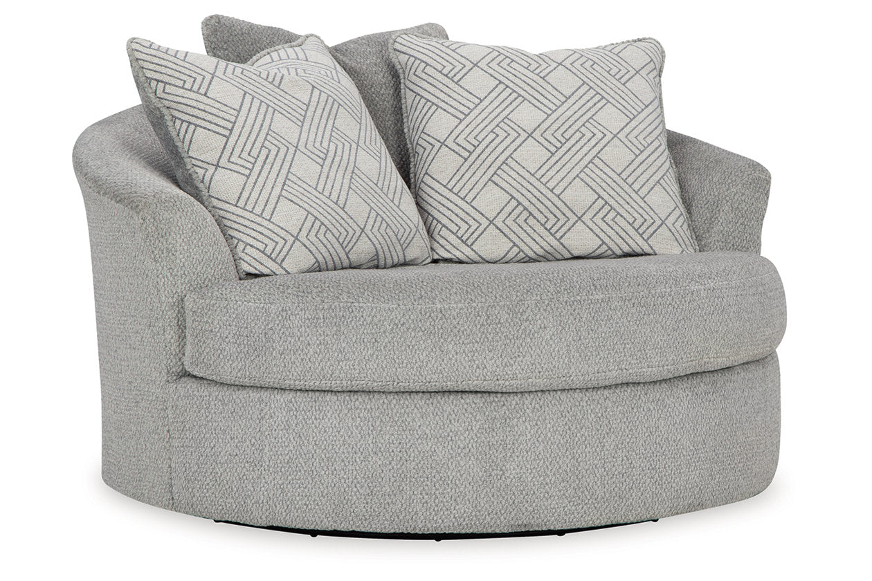 Casselbury Cement Oversized Swivel Chair and Ottoman - Ashley - Luna Furniture
