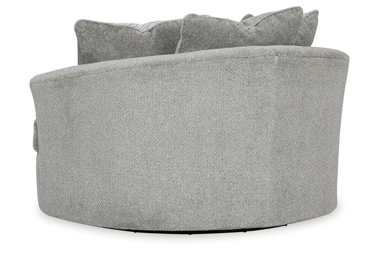 Casselbury Cement Oversized Swivel Chair and Ottoman - Ashley - Luna Furniture