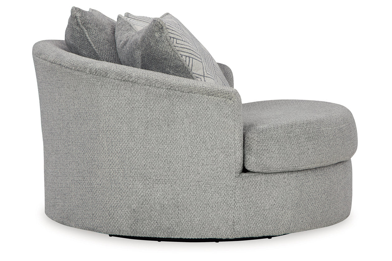 Casselbury Cement Oversized Swivel Chair and Ottoman - Ashley - Luna Furniture