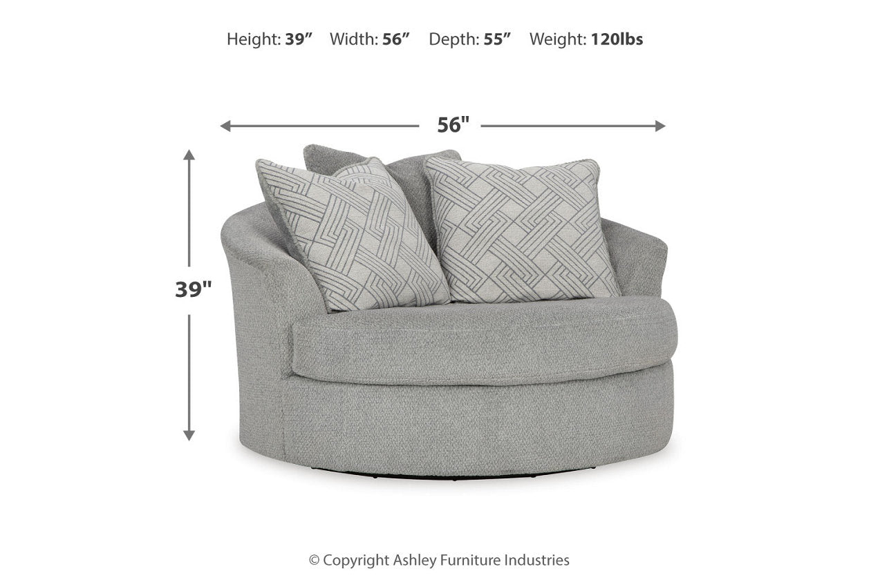 Casselbury Cement Oversized Swivel Chair and Ottoman - Ashley - Luna Furniture