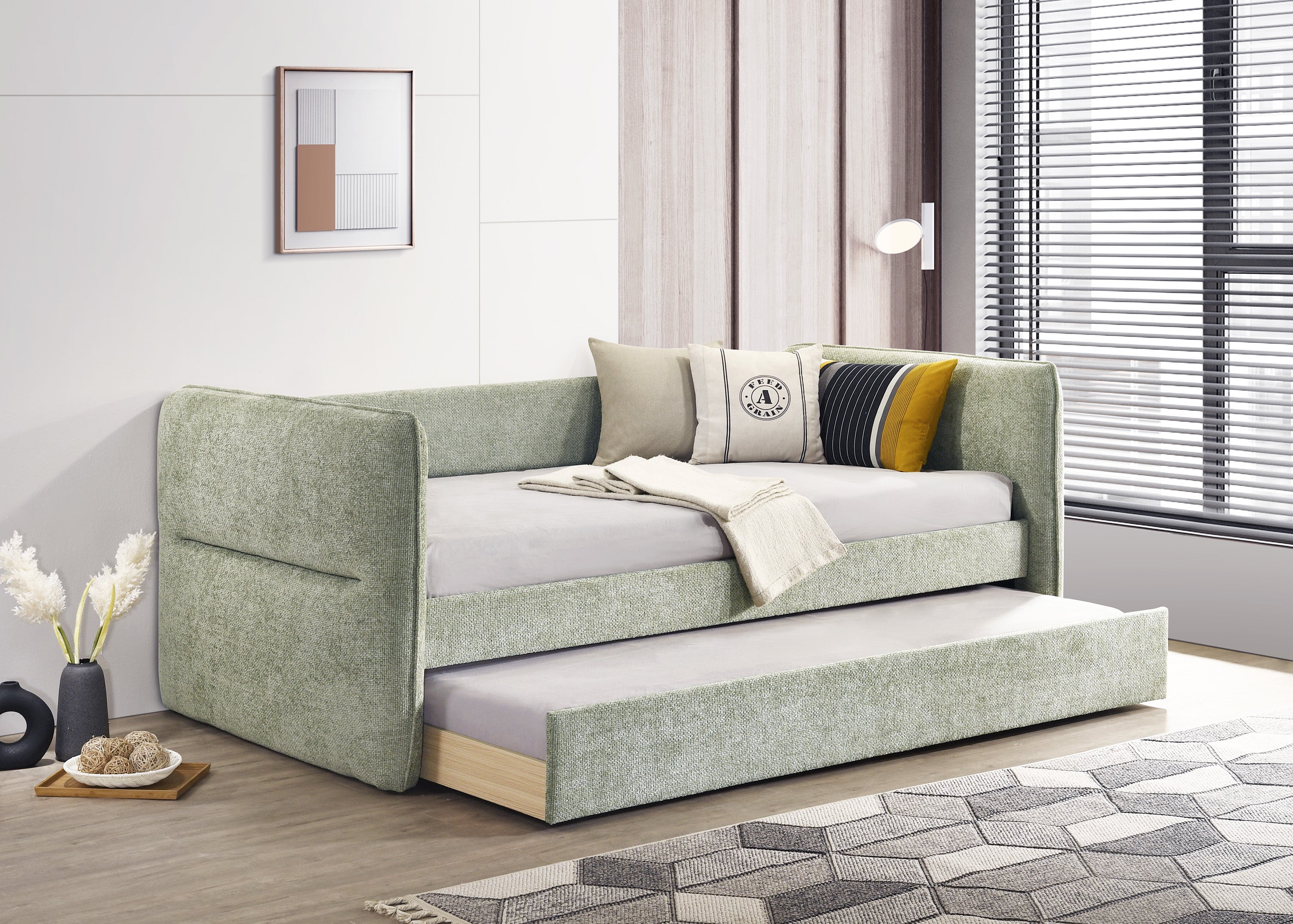 Philipa Light Green Daybed with Trundle from Crown Mark - Luna Furniture