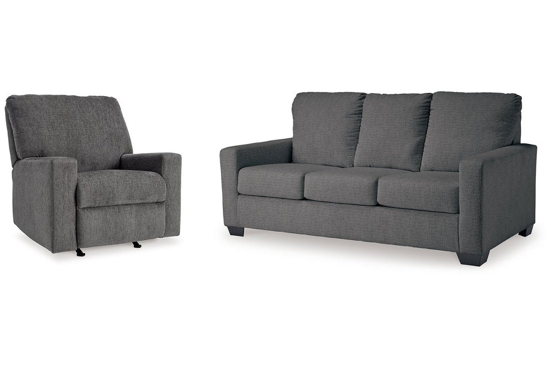 Rannis Pewter Full Sofa Sleeper and Recliner - Ashley - Luna Furniture