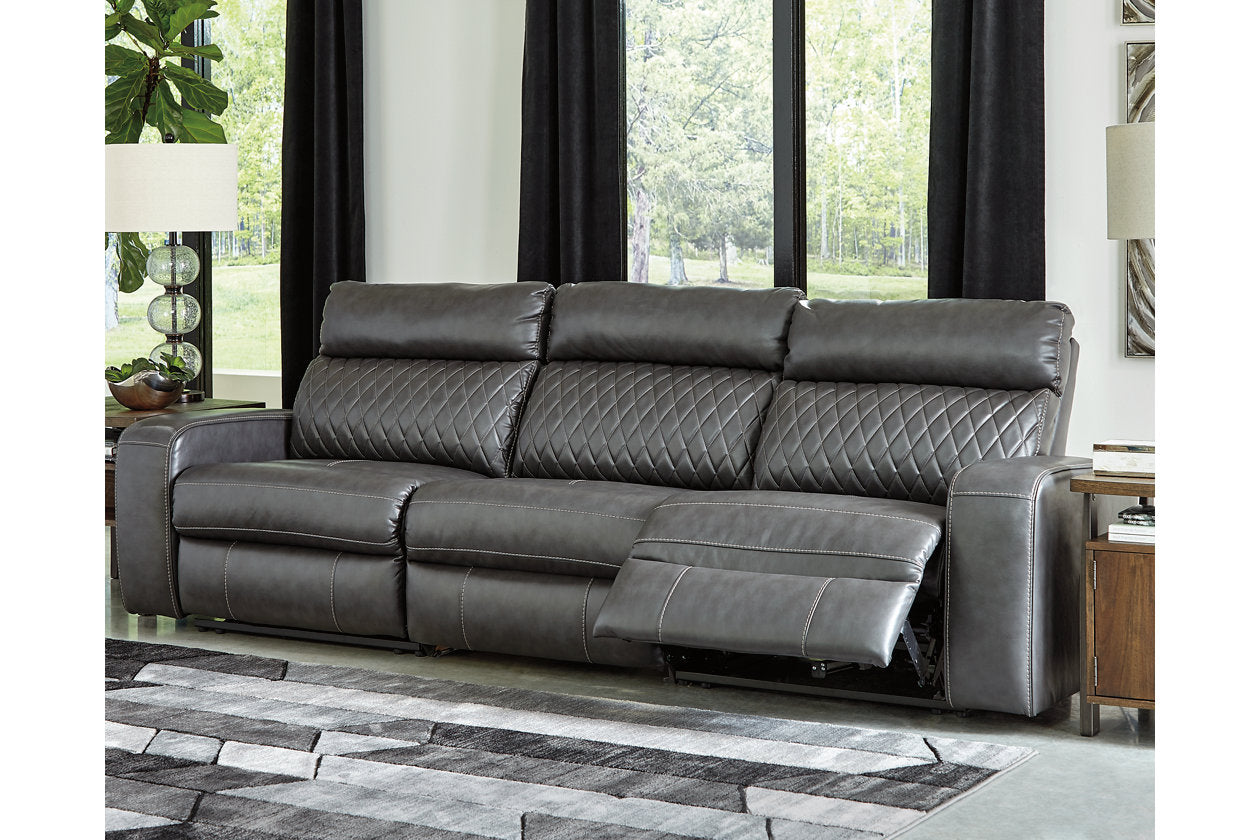 Samperstone Gray 3-Piece Power Reclining Sectional Sofa - Ashley - Luna Furniture