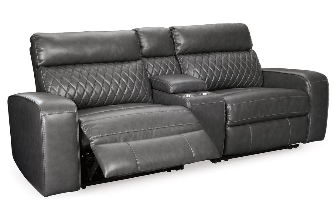 Samperstone Gray 3-Piece Power Reclining Sectional Loveseat - Ashley - Luna Furniture