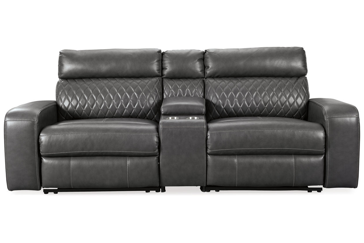 Samperstone Gray 3-Piece Power Reclining Sectional Loveseat - Ashley - Luna Furniture