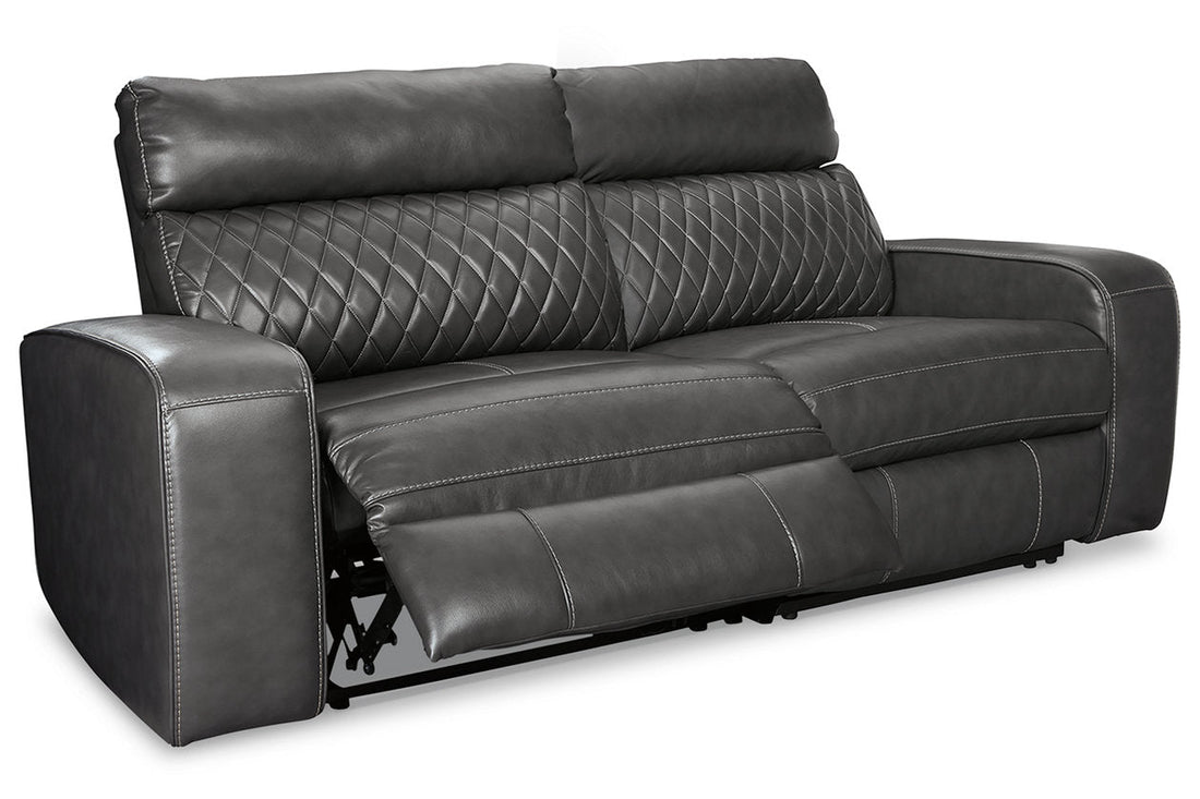 Samperstone Gray 2-Piece Power Reclining Sectional Loveseat - Ashley - Luna Furniture
