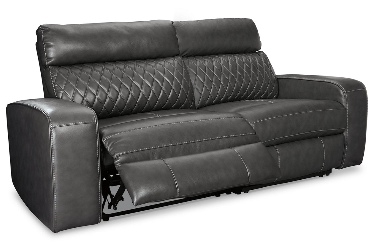 Samperstone Gray 2-Piece Power Reclining Sectional Loveseat - Ashley - Luna Furniture