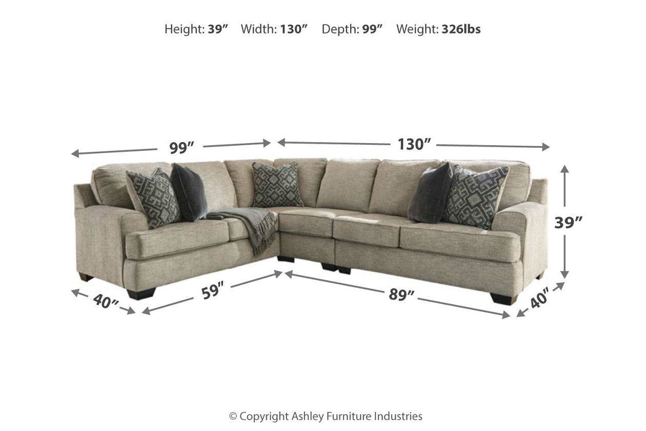 Bovarian Stone 3-Piece Sectional - Ashley - Luna Furniture