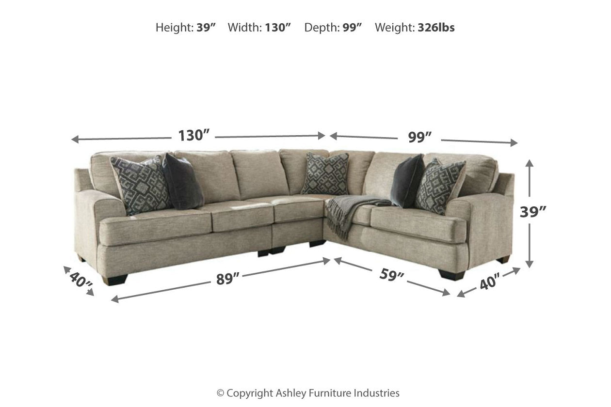 Bovarian Stone 3-Piece Sectional with Ottoman - Ashley - Luna Furniture