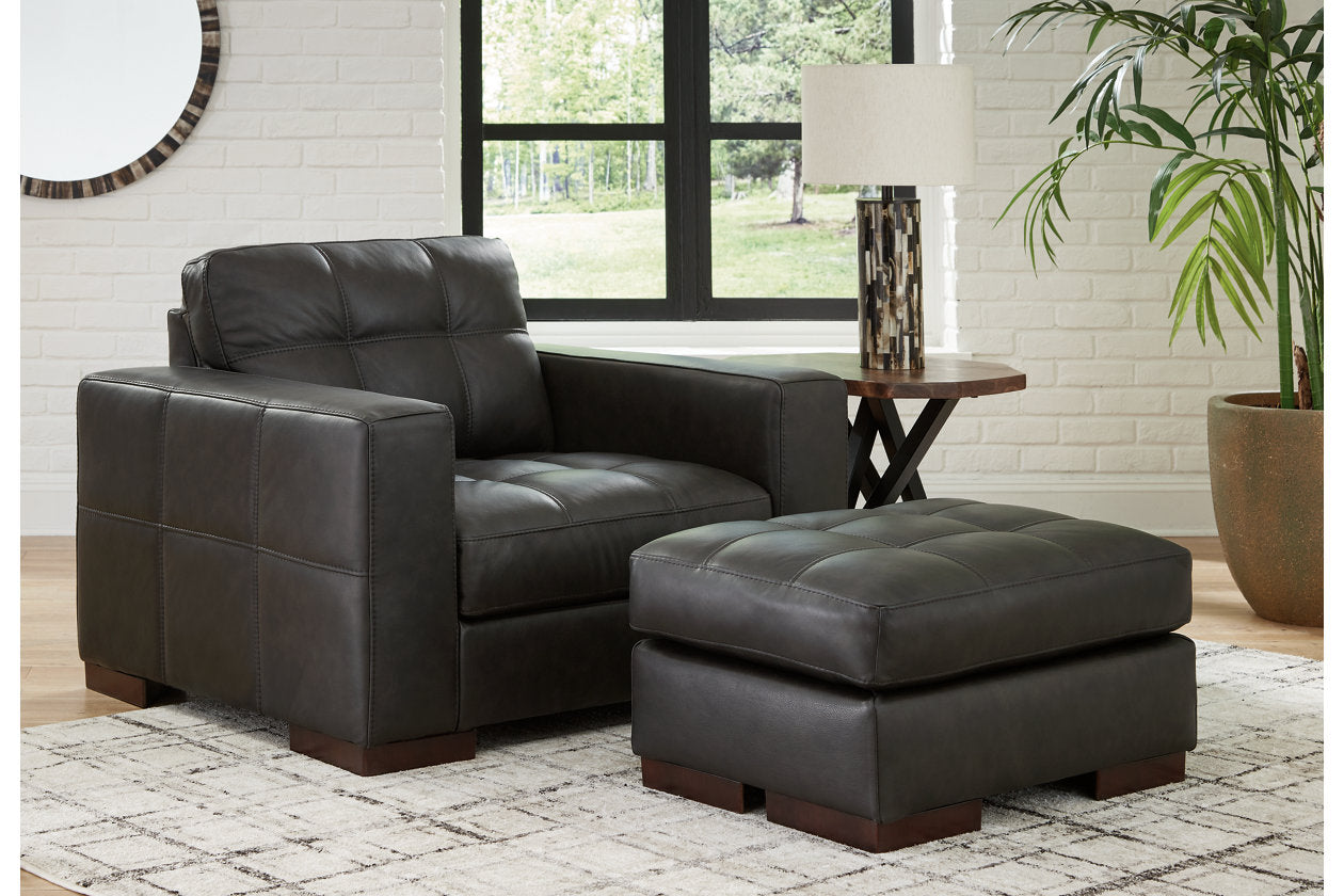 Luigi Thunder Oversized Chair and Ottoman - Ashley - Luna Furniture